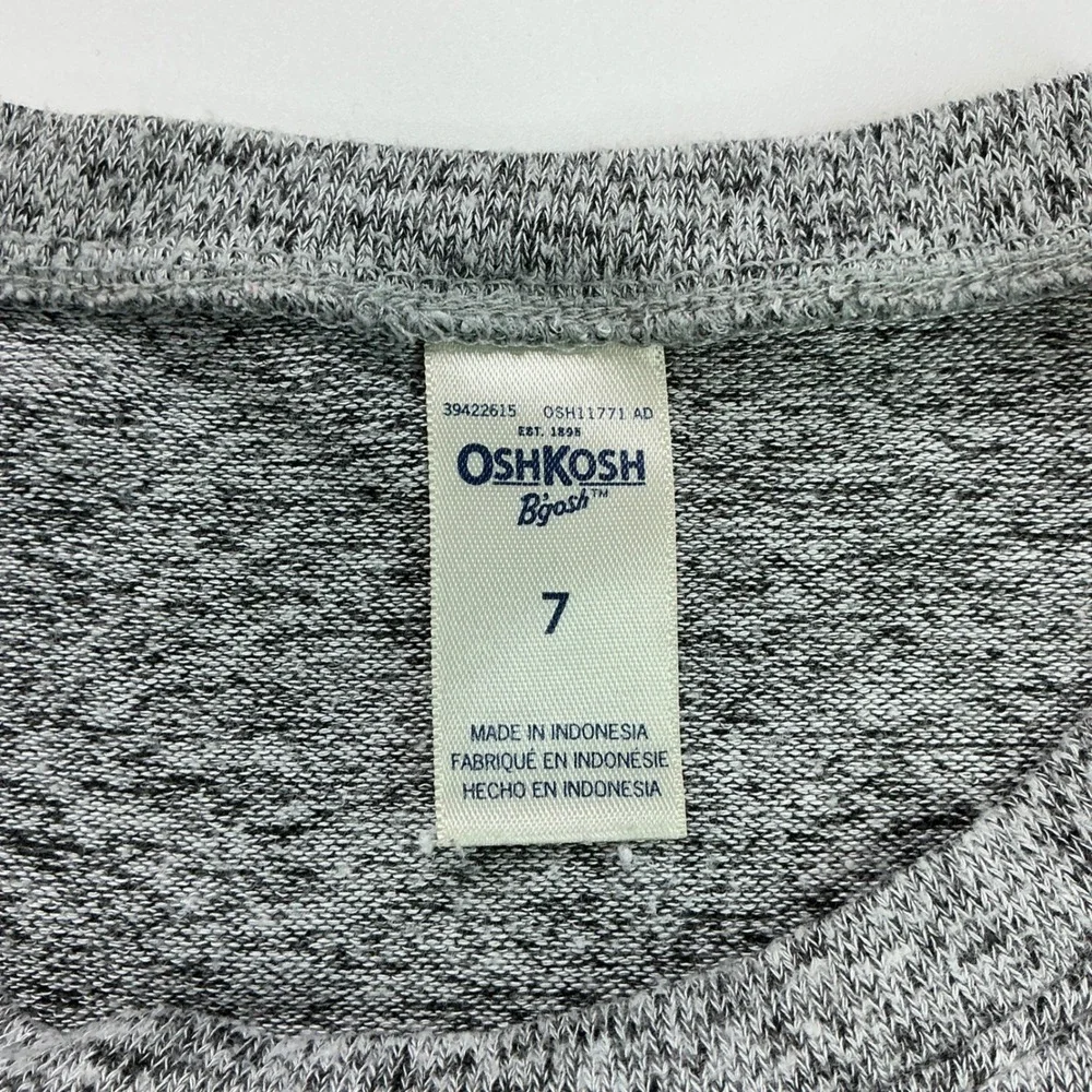 OshKosh Grey Knit Ruffle Top Kids Size 7 Long Sleeve Heathered GCL15234-AD-R